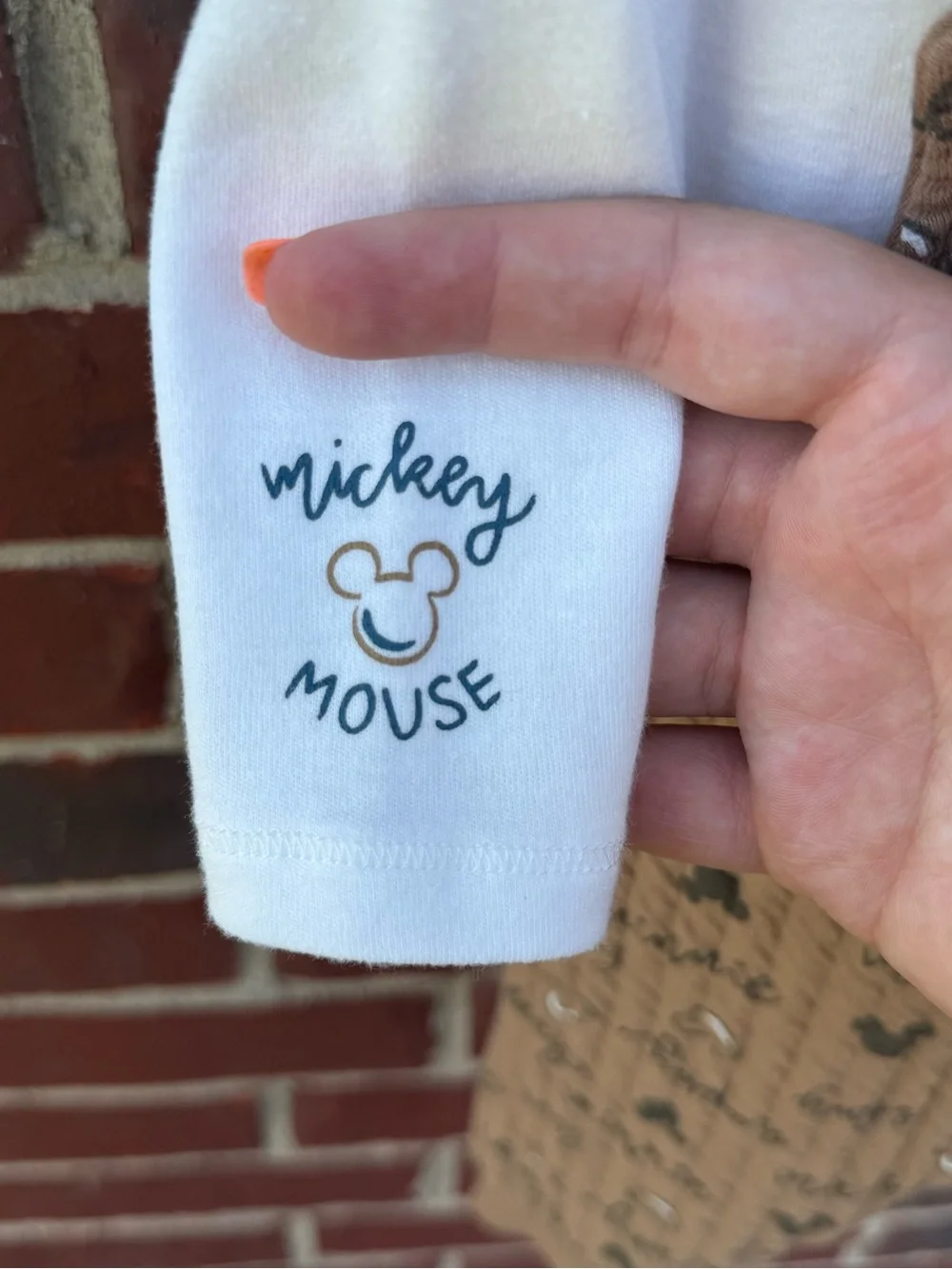Disney Tan Mickey Overalls with White Bodysuit